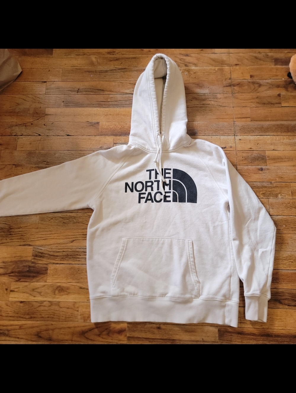 Euc Women's cream Ivory off white North Face hoodie Pullover jacket Sz Small
